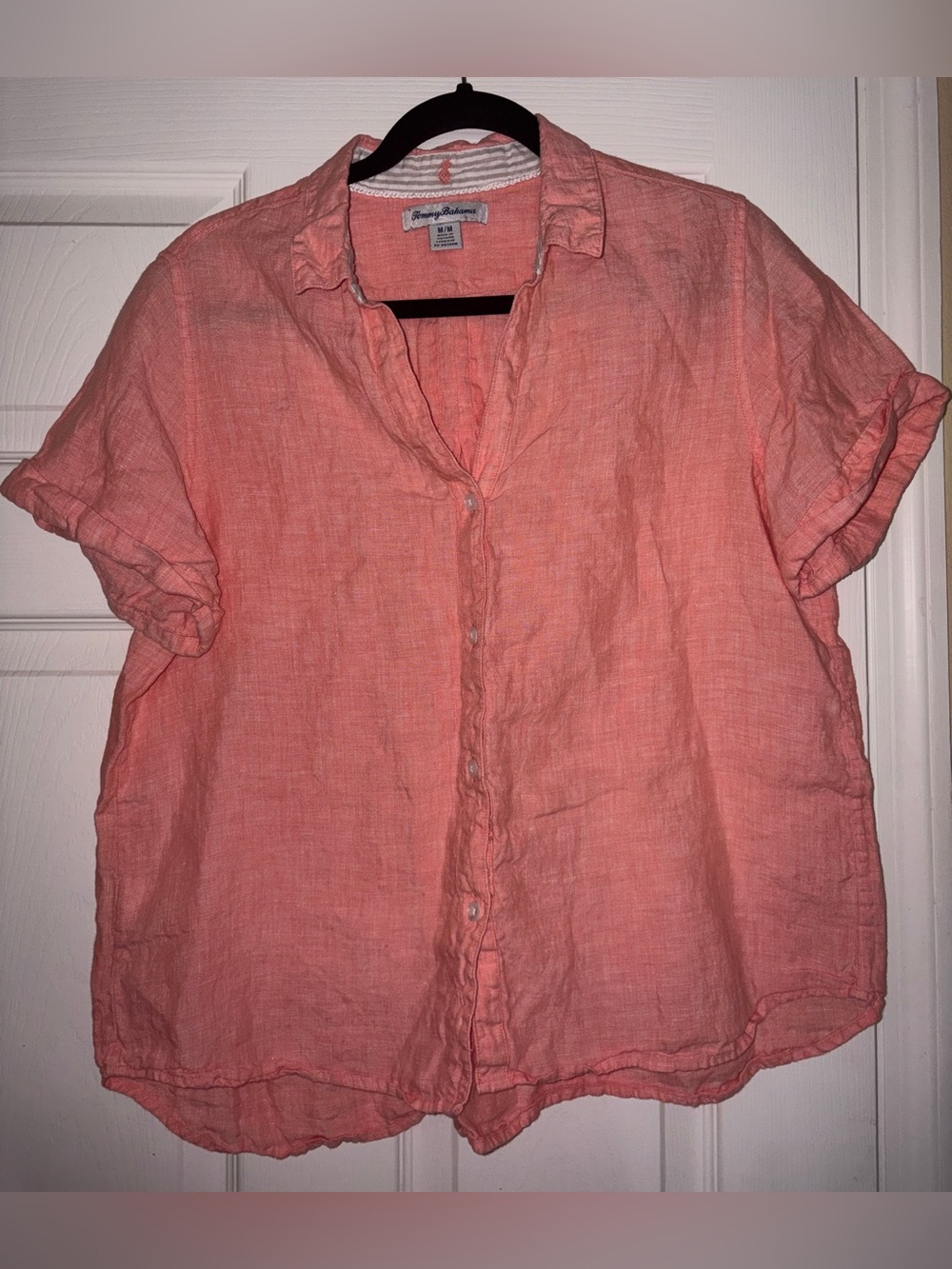 Tommy Bahama Coral Button-Down Linen Women's Collar Shirt